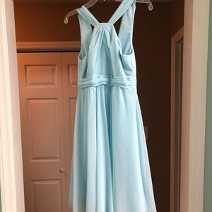 Davids bridal Carolina blue short bridesmaid dress